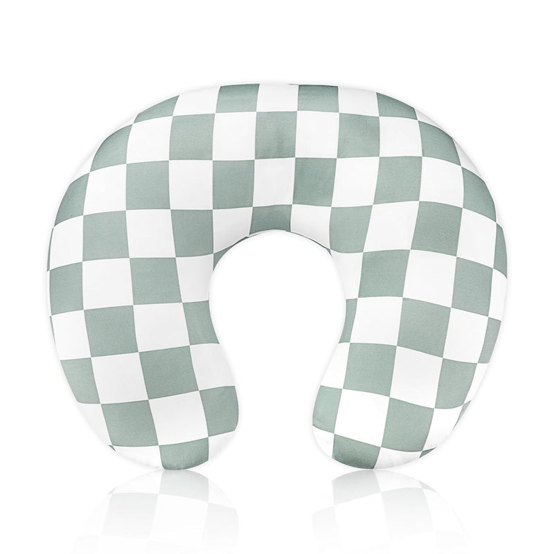 DILIMI Nursing Pillow Cover, Stretchy Removable Case for Breastfeeding Pillows, Ultra Soft Comfortable Slipcover for Baby Girl and Boy, Checkerboard Grid - Image 1